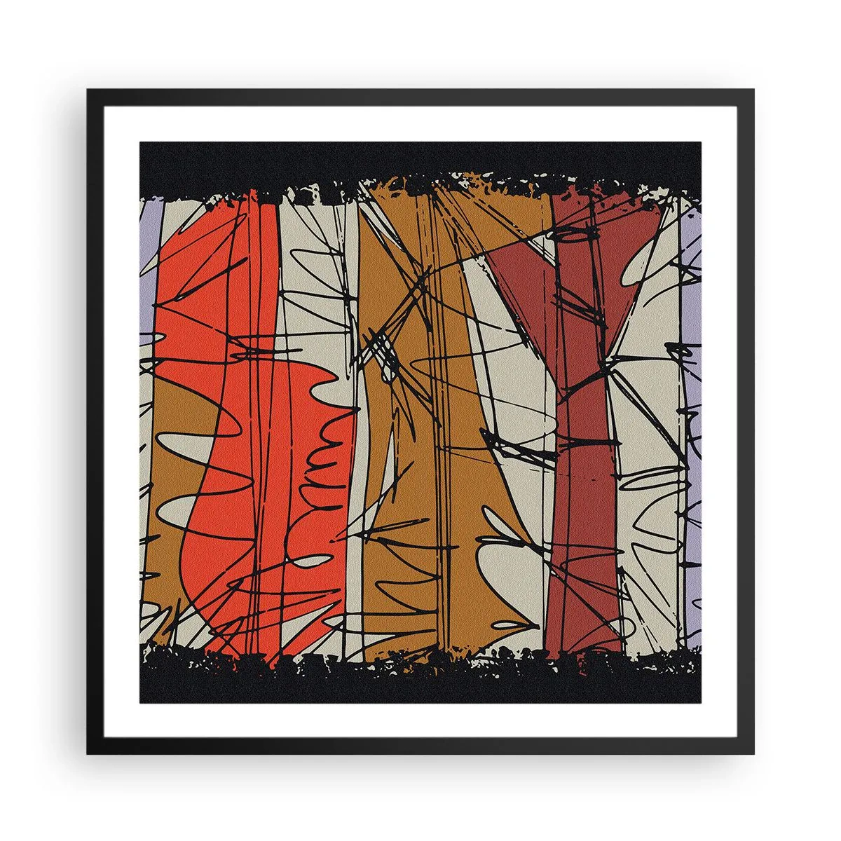 Poster in een zwarte lijst - Spontane compositie - 60x60 cm