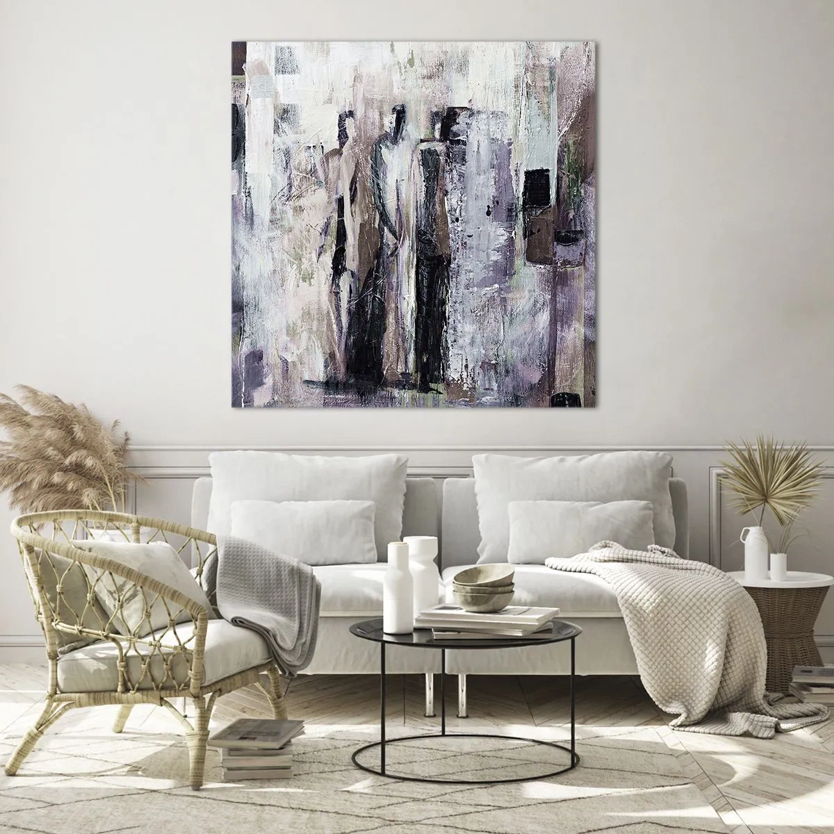 Schilderen op glas - De mysterieuze drie - 70x70 cm
