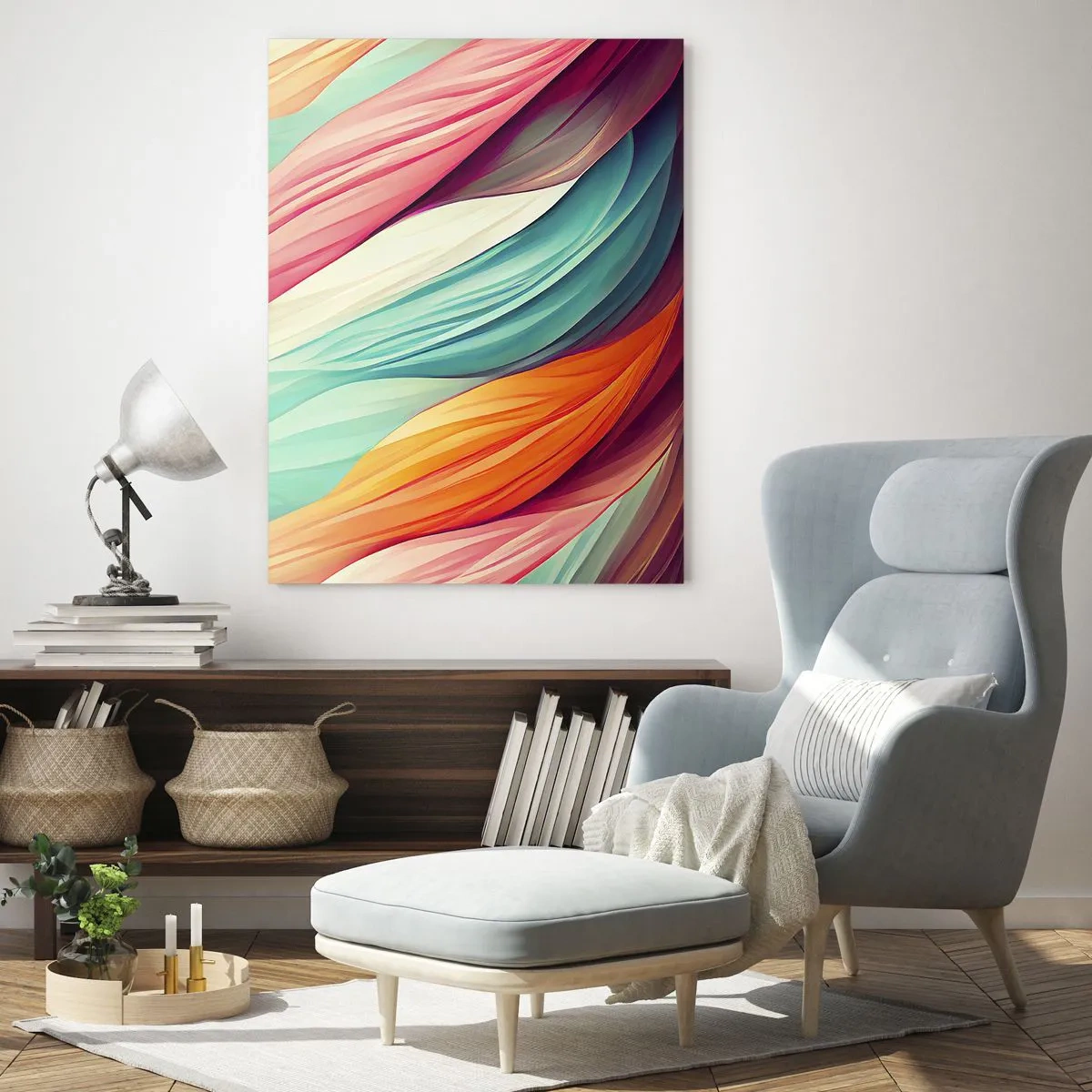 Schilderen op glas - Regenboog geweven - 70x100 cm