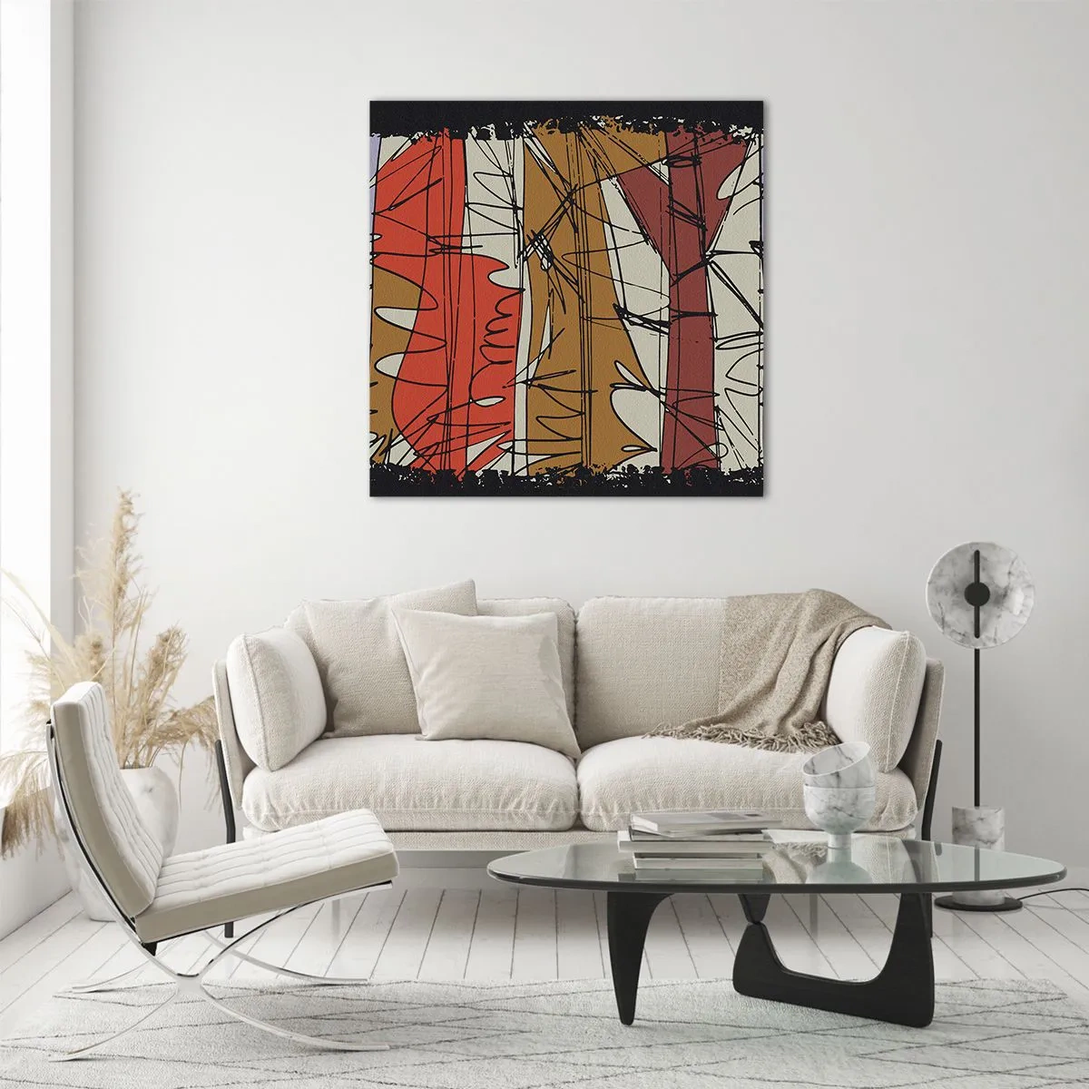 Schilderen op glas - Spontane compositie - 50x50 cm