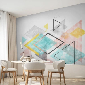 Fotobehang Premium Canvas - Geometrisch spel - Helder, Driehoeken, Minimalisme - 250x175 cm