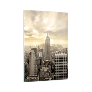 Schilderen op glas - New York geweven van grijs - 70x100 cm