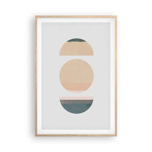Een poster in een licht eiken lijst - Een Wiel achter een andere - 61x91 cm