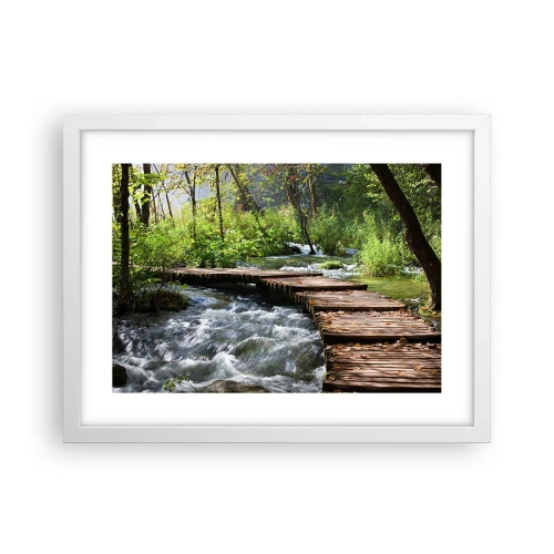 Poster in een witte lijst - Boven de schuimige waterval - 40x30 cm