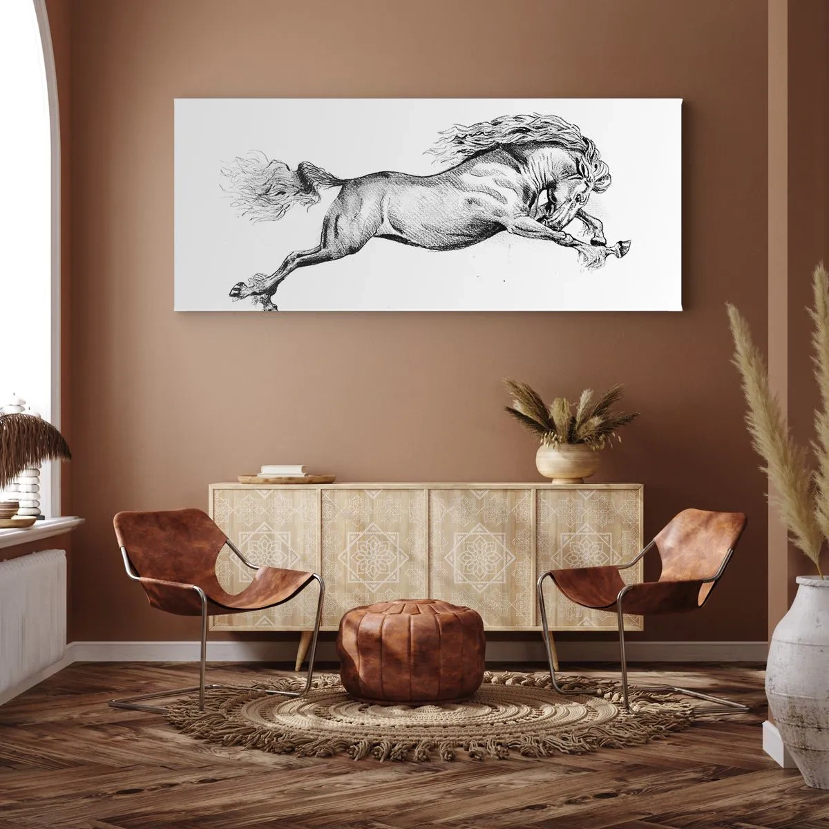 Schilderen op canvas - Vastgehouden in galop - 160x50 cm