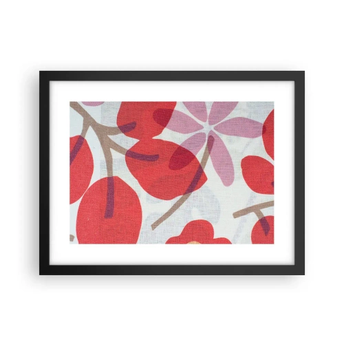 Poster in een zwarte lijst - Bloemstuk in roze - 40x30 cm