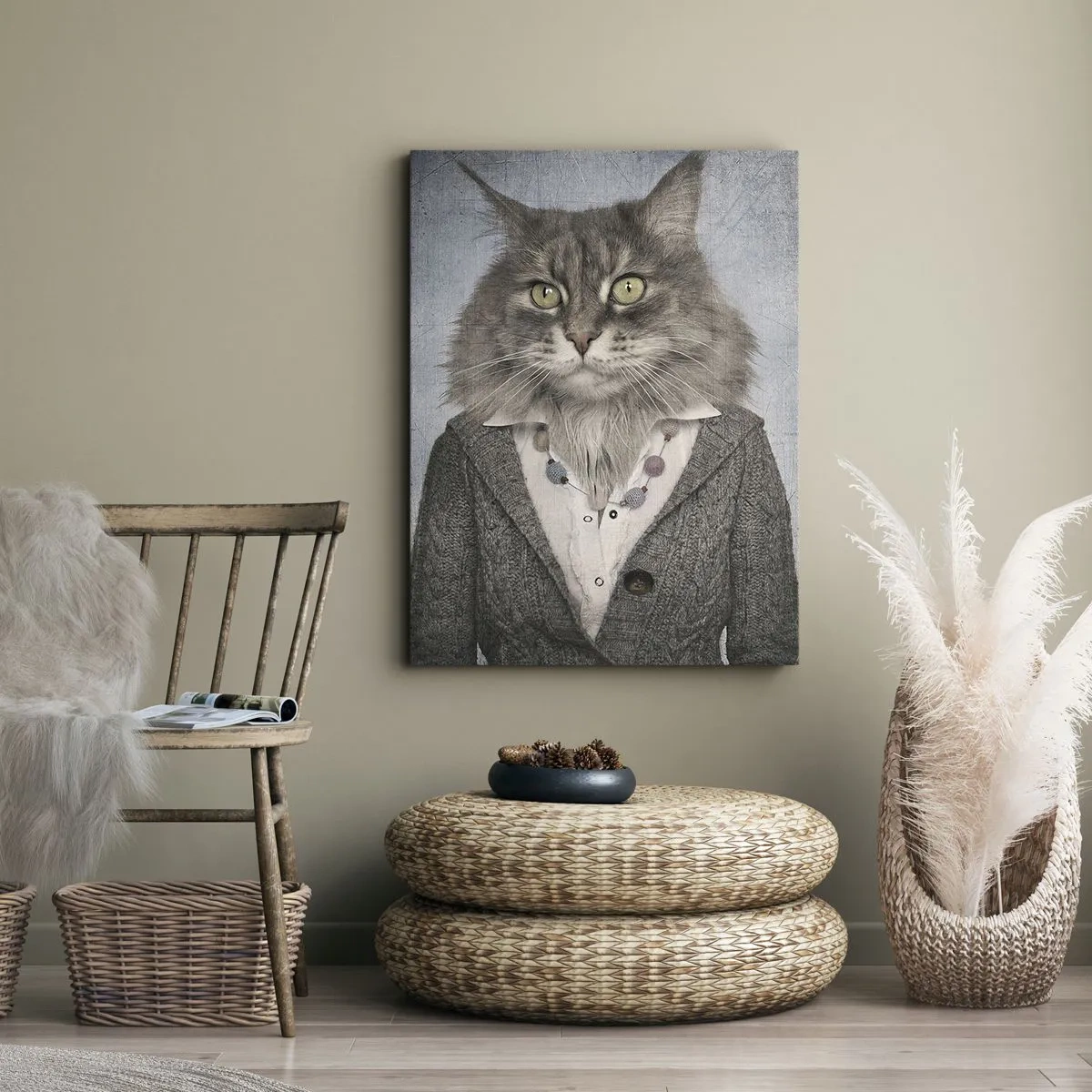 Schilderen op canvas - Bontjassen zijn weer in de mode - 80x120 cm