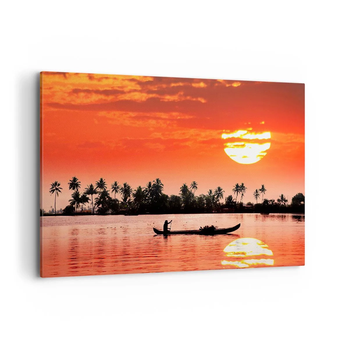 Schilderen op canvas - De rust van de tropen bij zonsondergang - 120x80 cm