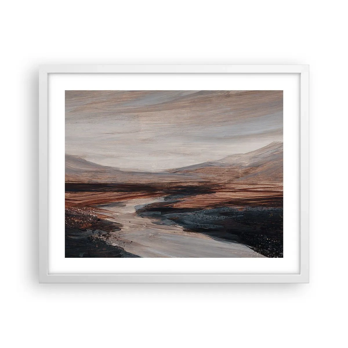 Poster in een witte lijst - Een rustige vallei - 50x40 cm