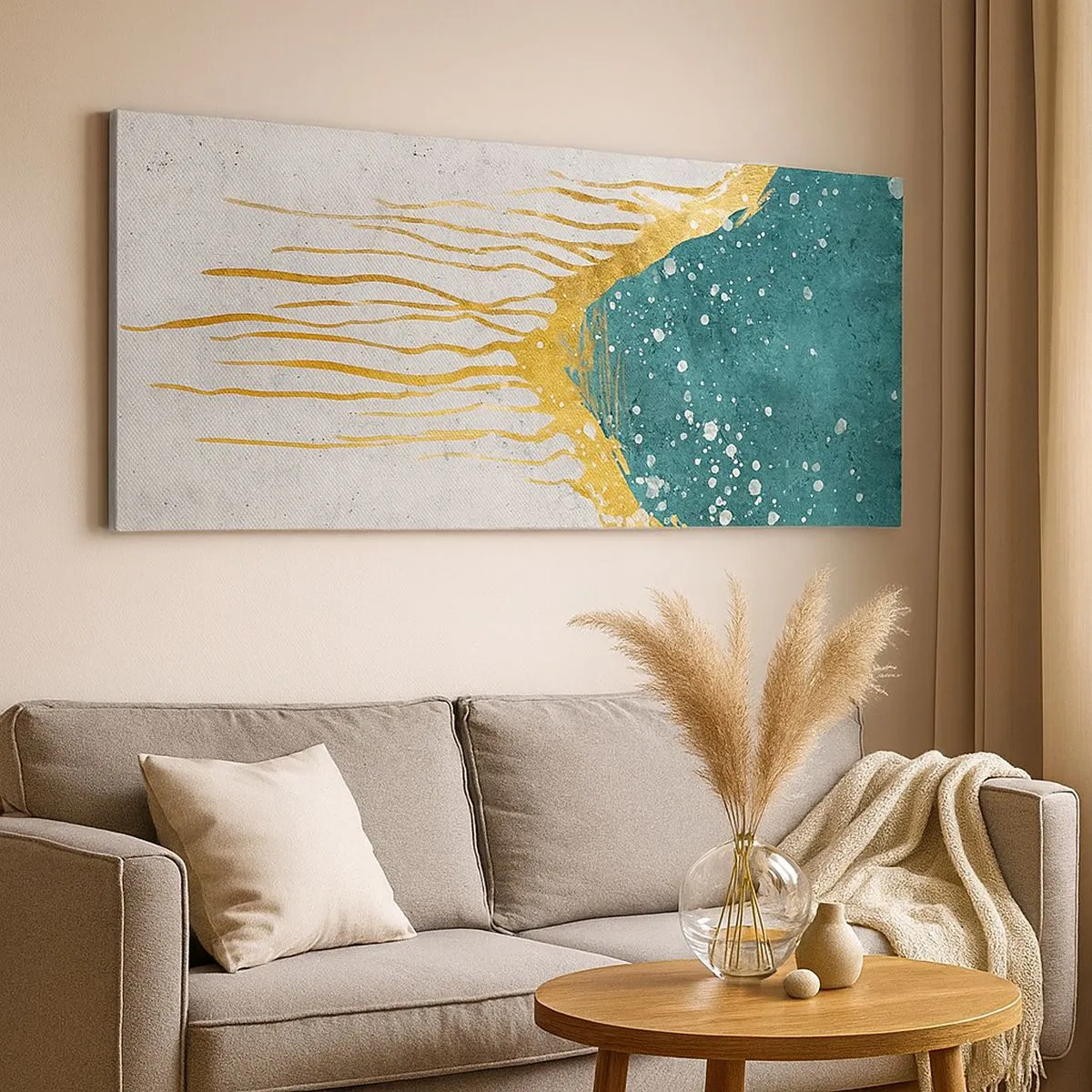Schilderen op canvas - Gouden vloed - 100x40 cm