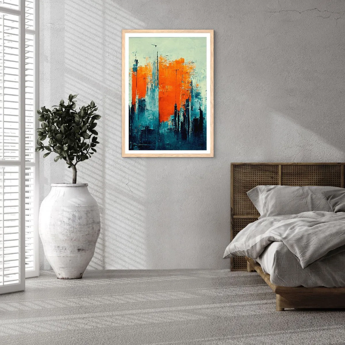 Een poster in een licht eiken lijst - Modern landschap - 61x91 cm