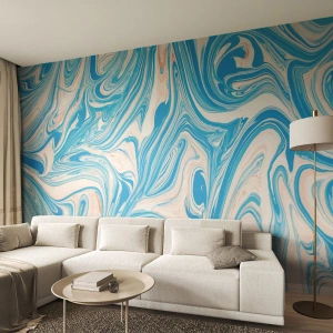 Zelfklevend Fotobehang Deluxe Sticker - Moeras in turkoois - Abstractie, Deel, Modern patroon - 200x140 cm