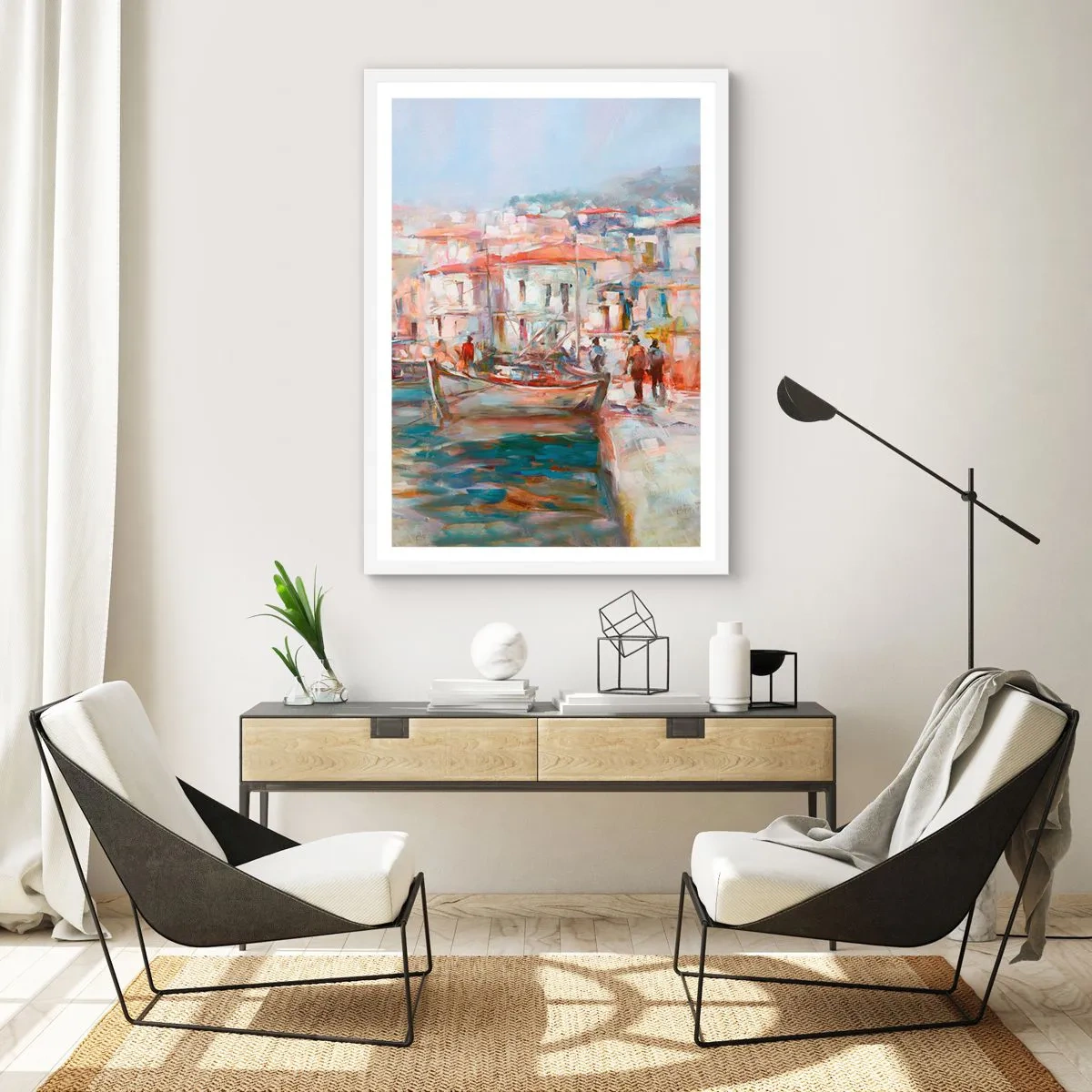 Poster in een witte lijst - Pastel vakantie - 40x50 cm