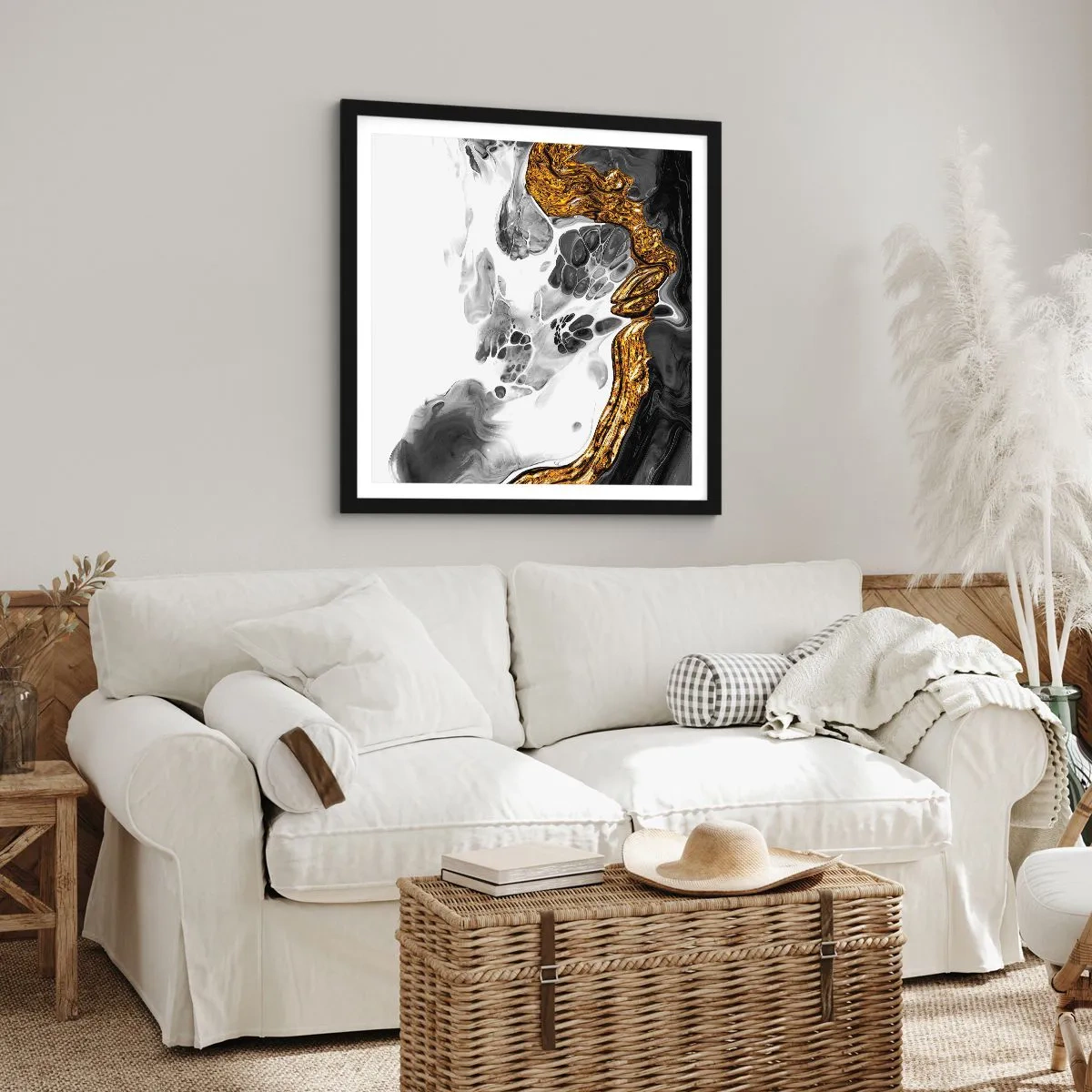 Poster in een zwarte lijst - Organische samenstelling - 60x60 cm