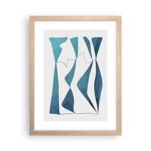 Een poster in een licht eiken lijst - Abstractie: turquoise verbinding - 30x40 cm