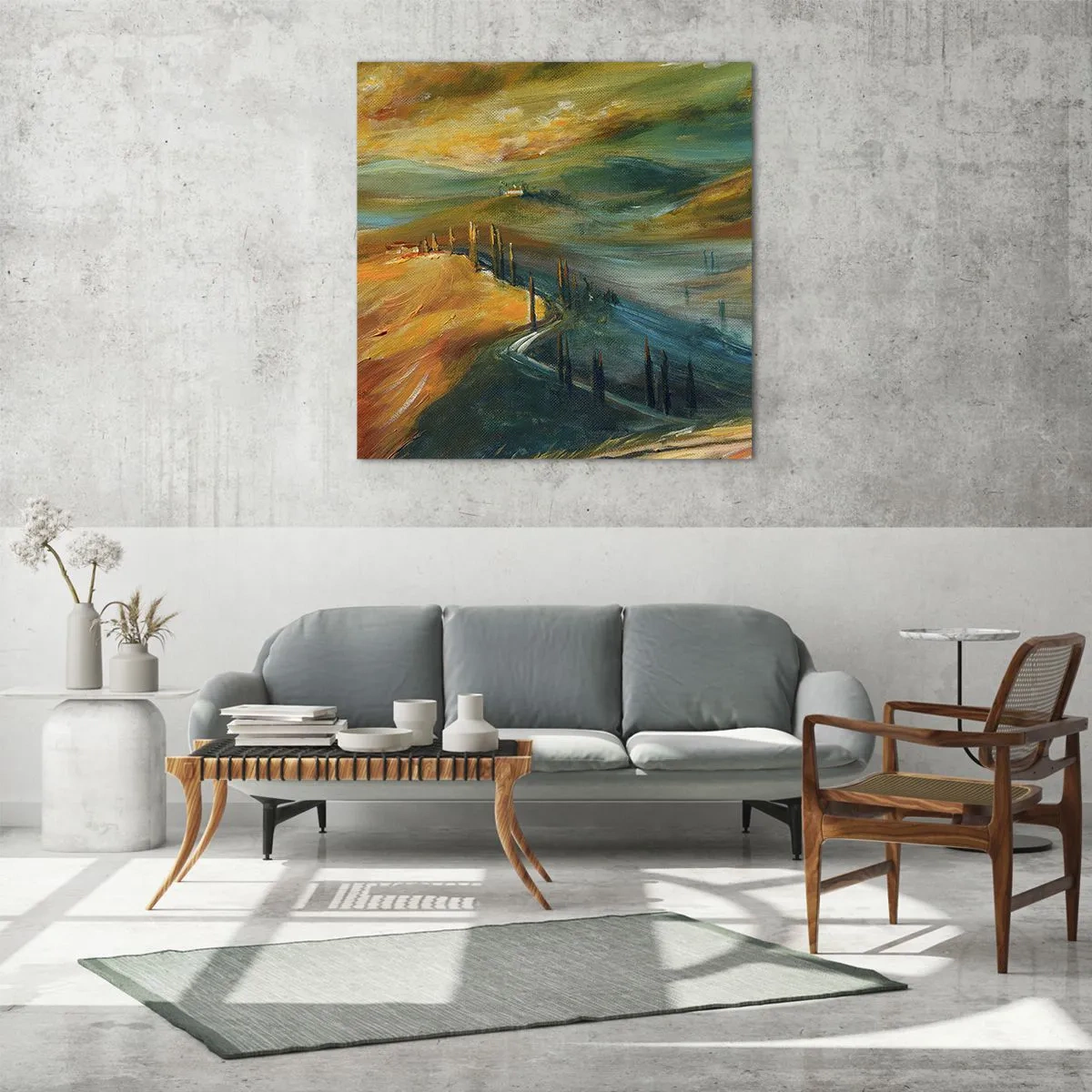 Schilderen op glas - Toscaans landschap - 40x40 cm