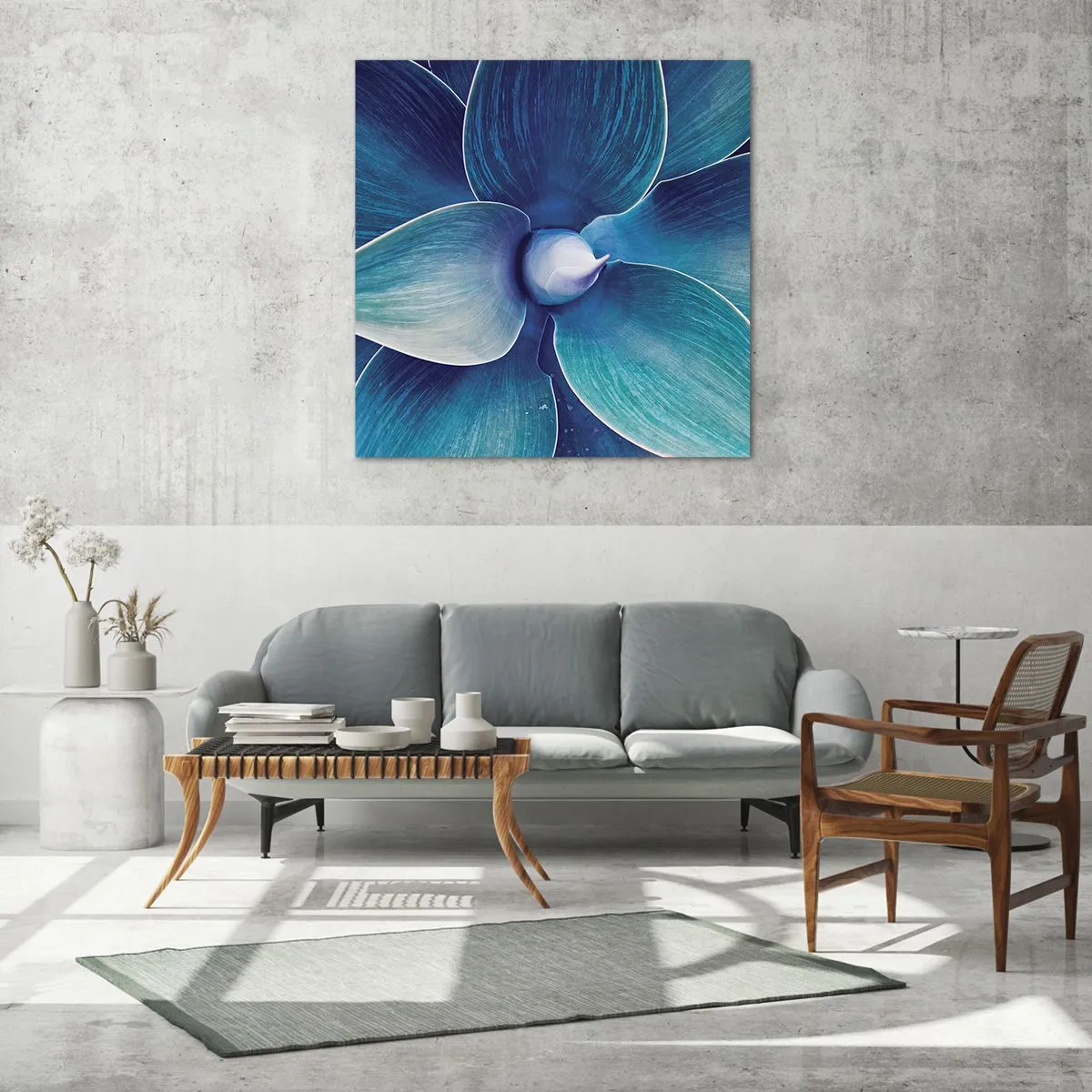 Schilderen op glas - Blauw uit de lucht - 70x70 cm