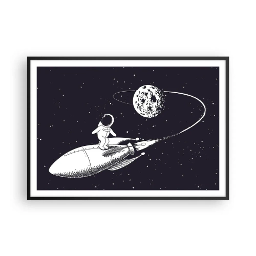 Poster in een zwarte lijst - Spacesurfer - 100x70 cm