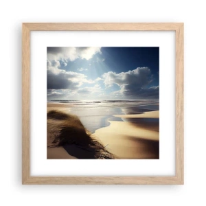 Een poster in een licht eiken lijst - Strand, wild strand - 30x30 cm