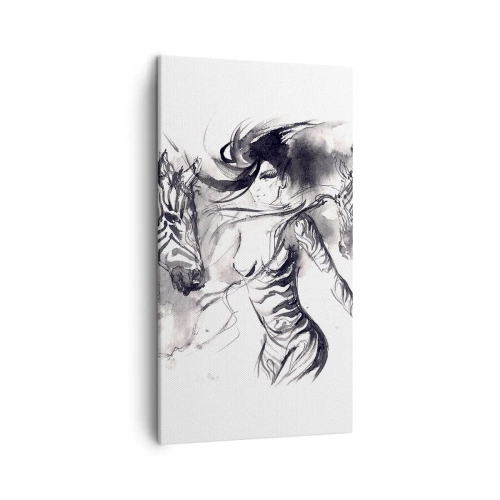 Schilderen op canvas - Dansend met de zebra's - 45x80 cm