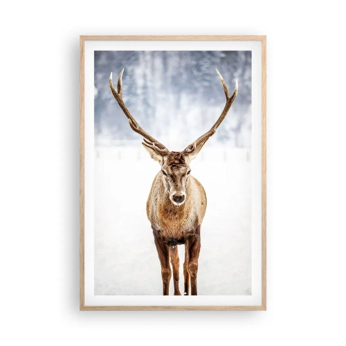 Een poster in een licht eiken lijst - Recht uit de sneeuwmist - 61x91 cm