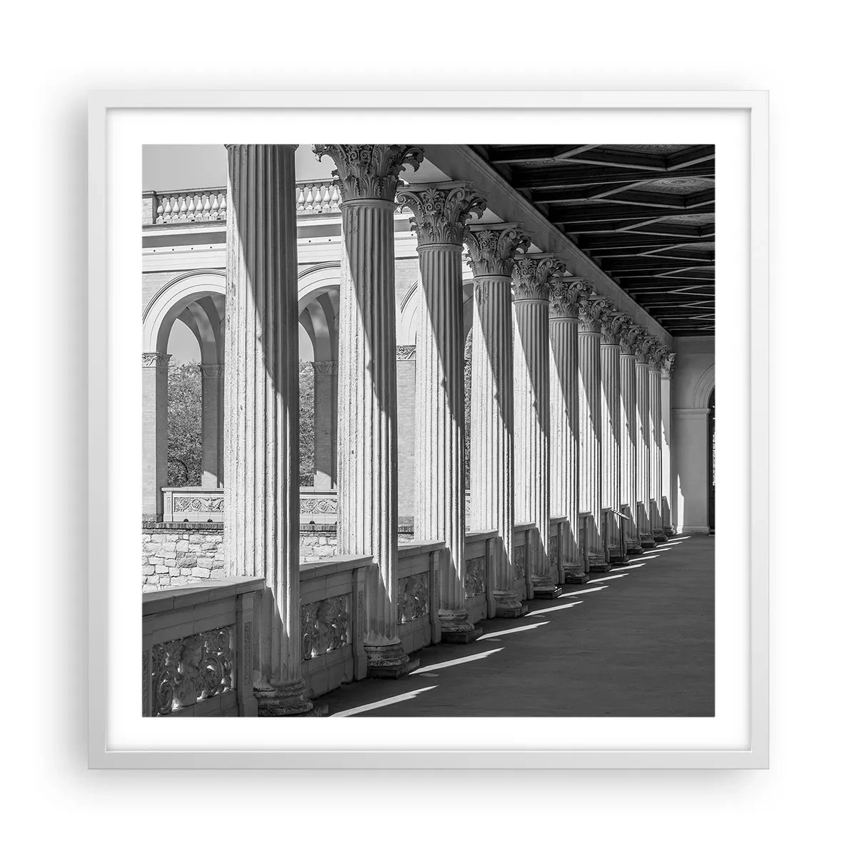 Poster in een witte lijst - Zonnige arcade - 60x60 cm
