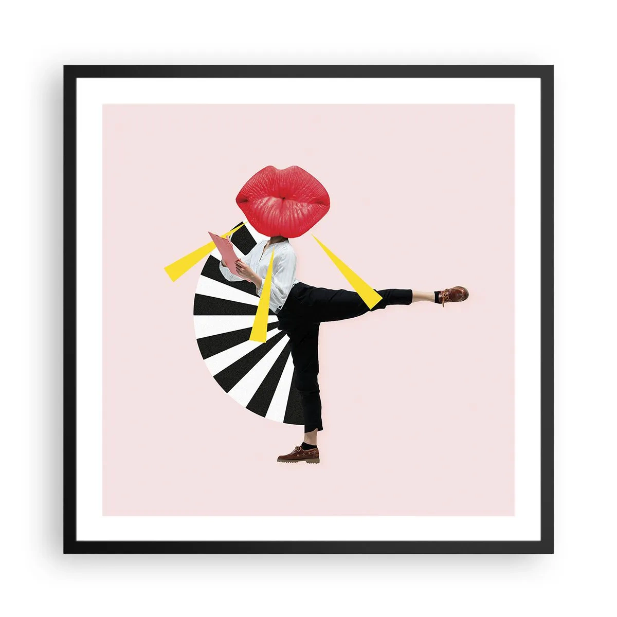 Poster in een zwarte lijst - Surrealistische pop-art - 60x60 cm