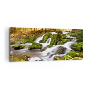 Schilderen op canvas - Snel door het herfstbos - 100x40 cm