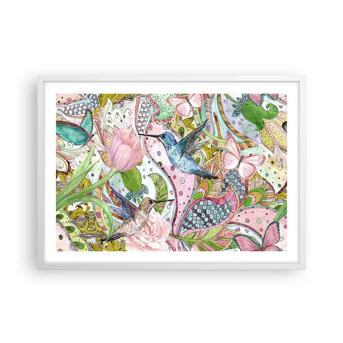 Poster in een witte lijst - Verstrikt in wijnstokken - 70x50 cm