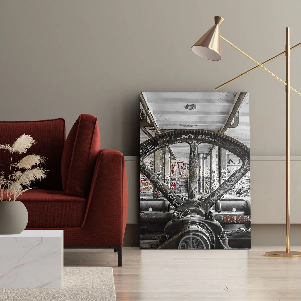 Schilderen op canvas - Het geheime leven van de fabriek - 45x80 cm