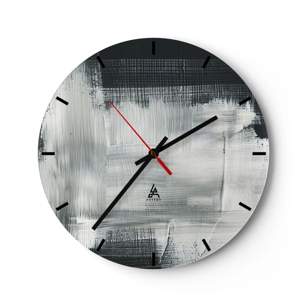Wandklok - Klok - Abstract patroon in tinten zwart en wit - 30x30cm - Geweven van verticaal en horizontaal - Moderne wanddecoratie voor woonkamer, keuken en slaapkamer ARTTOR
