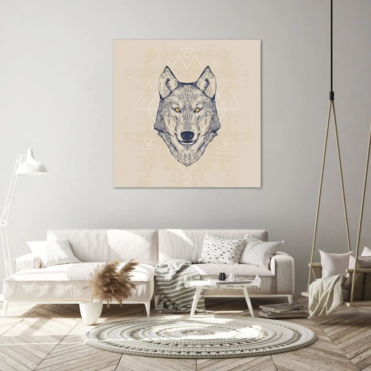 Schilderen op canvas - Een alfa met een indringende blik - 70x70 cm