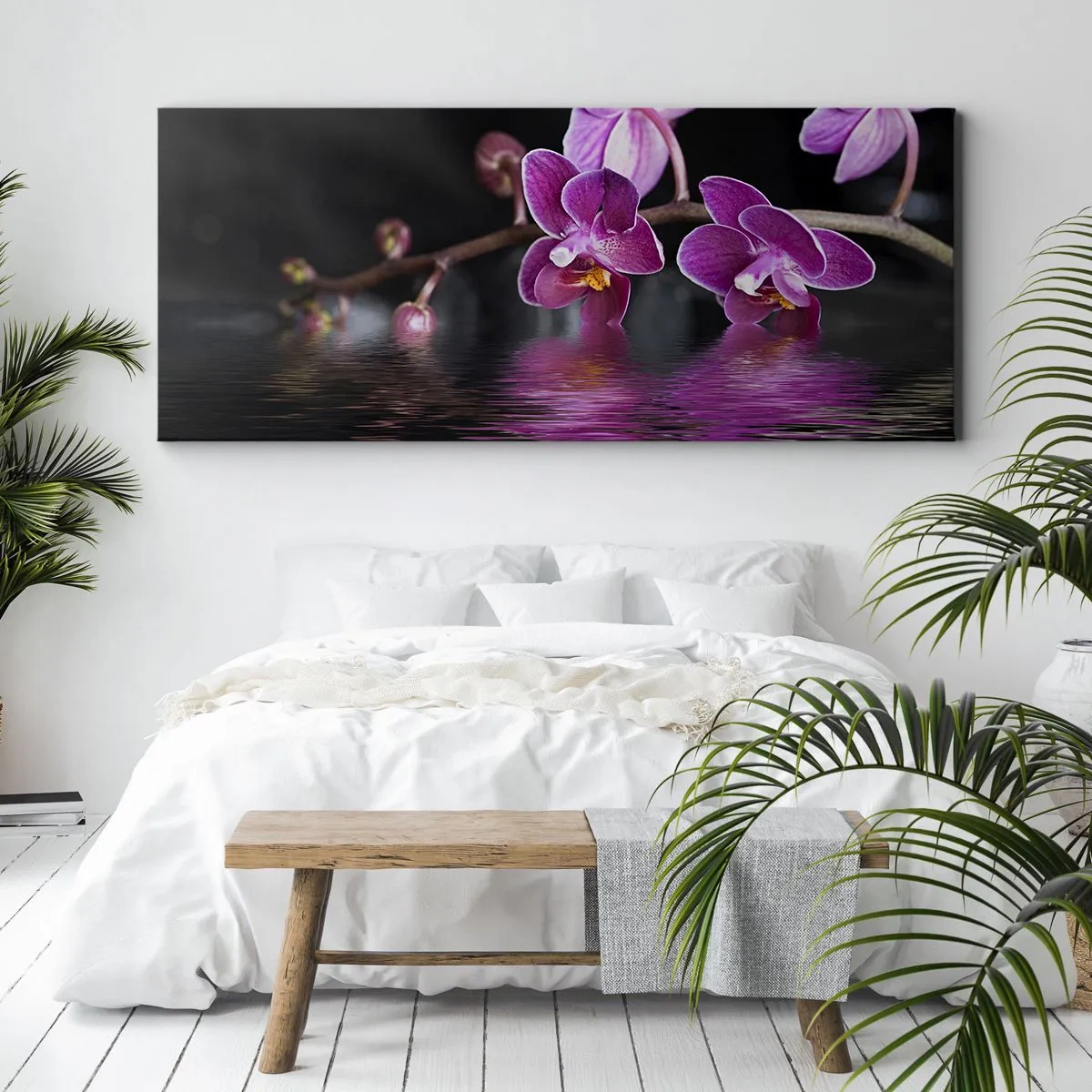Schilderen op canvas - Lila weerspiegeling van schoonheid - 100x40 cm