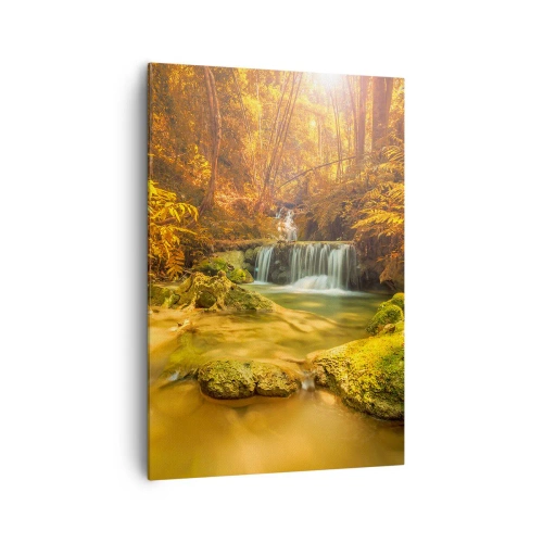 Schilderen op canvas - Boscascade in goud - 70x100 cm