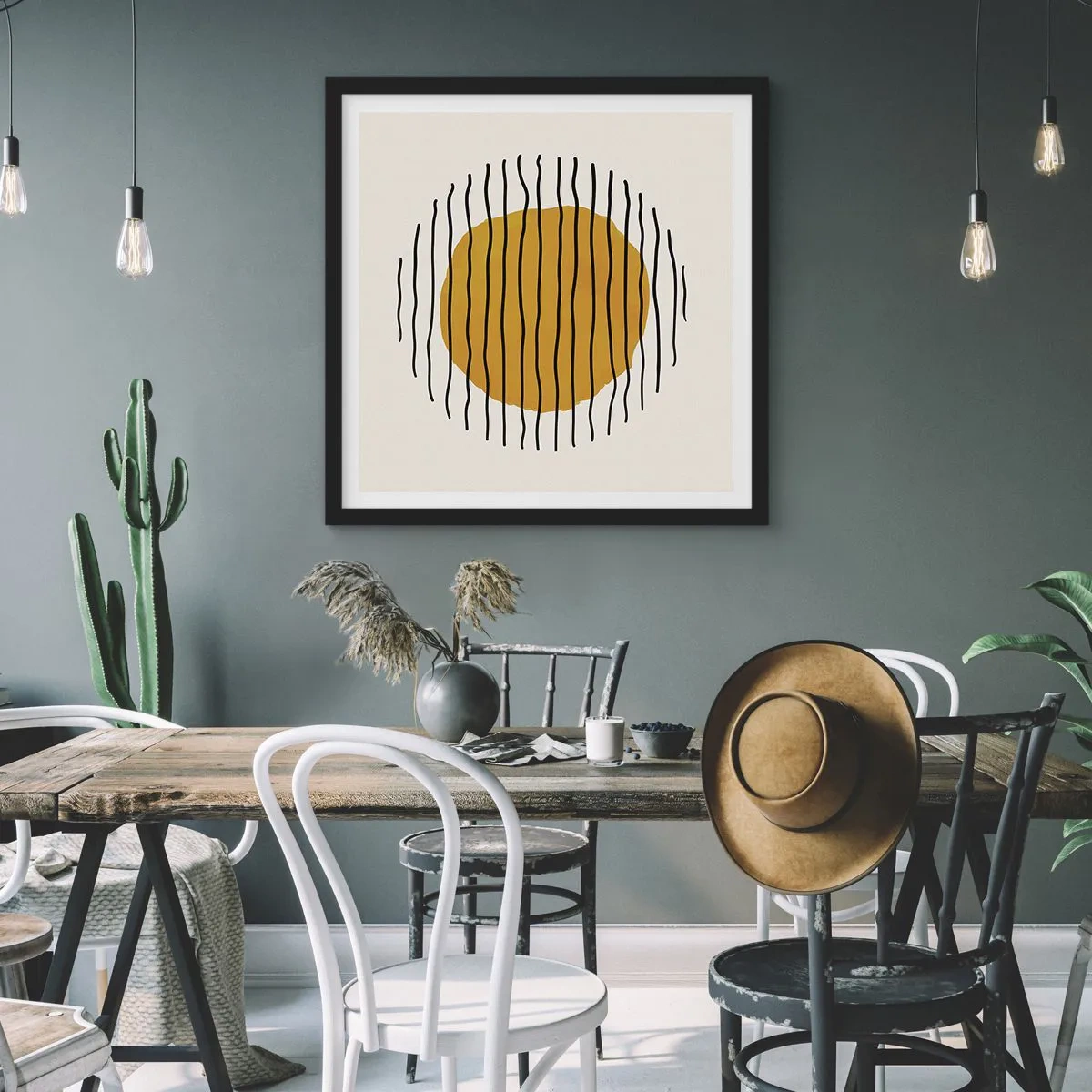 Poster in een zwarte lijst - Abstractie trillend van warmte - 50x50 cm