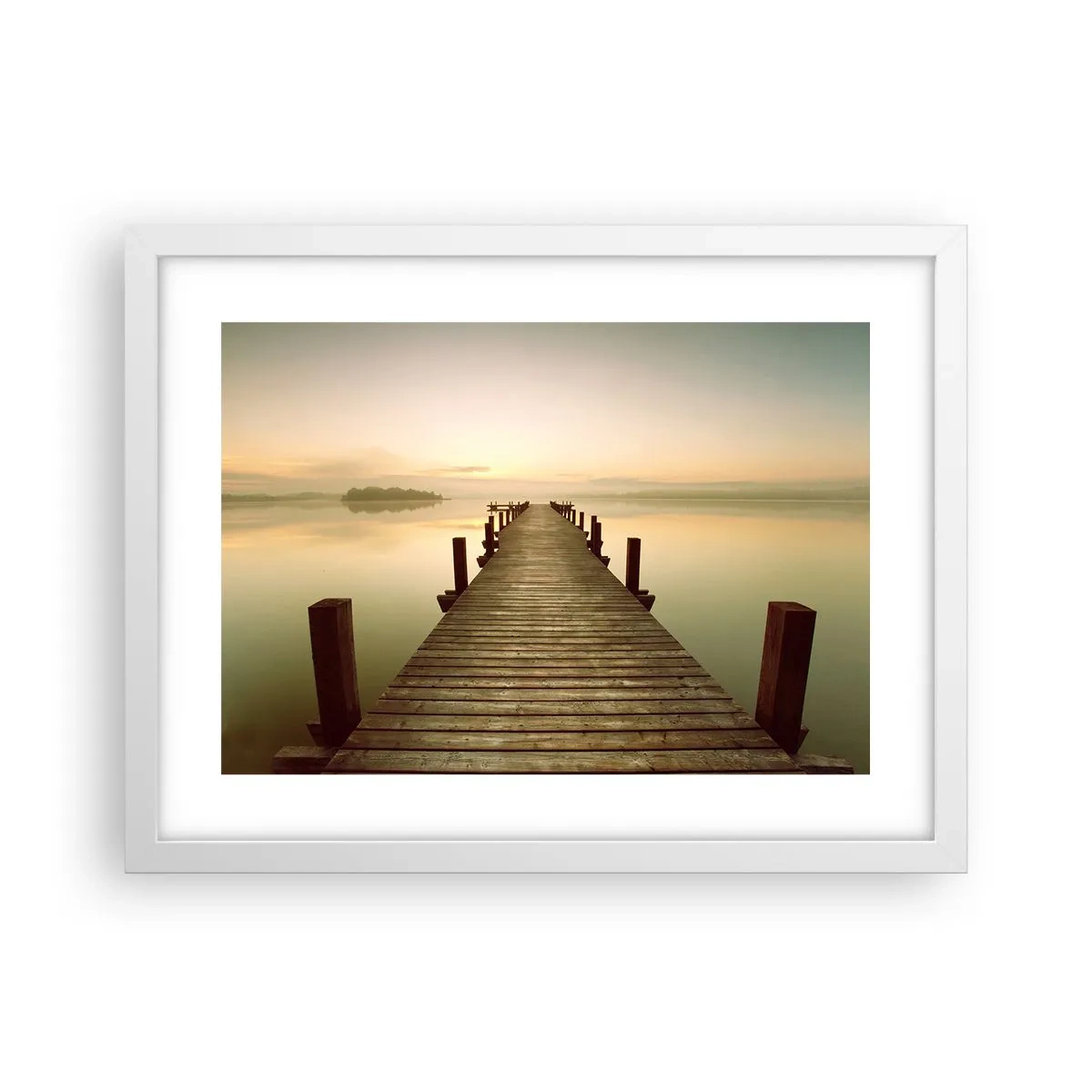 Poster in een witte lijst - Aanbreken van de dag, licht - 40x30 cm
