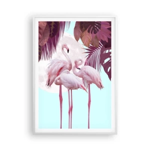 Poster in een witte lijst - Drie vogel genaden - 70x100 cm