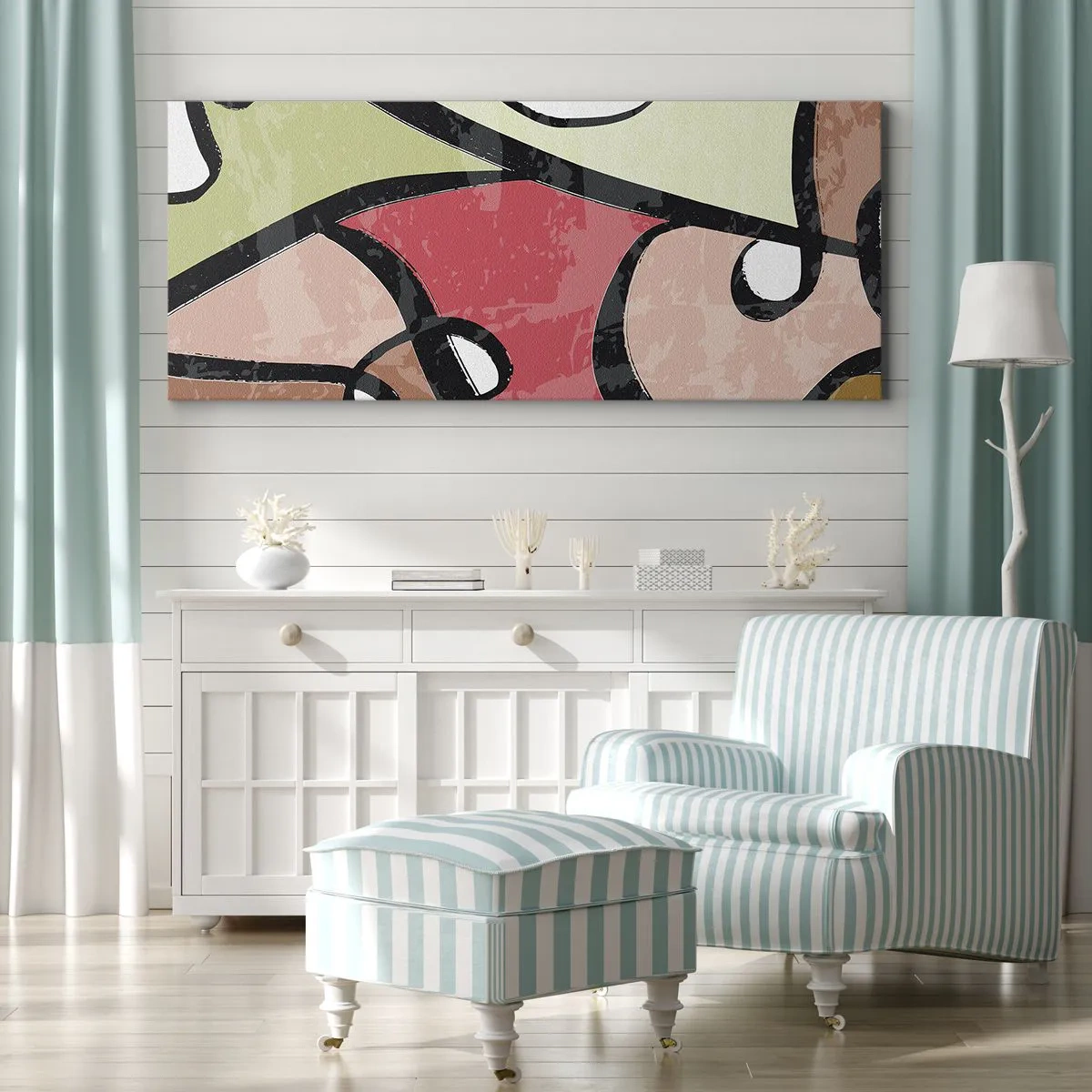 Schilderen op canvas - Pirouettes tussen kleuren - 160x50 cm