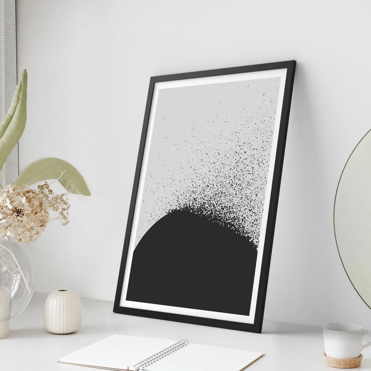 Poster in een zwarte lijst - Beweging van moleculen - 30x40 cm