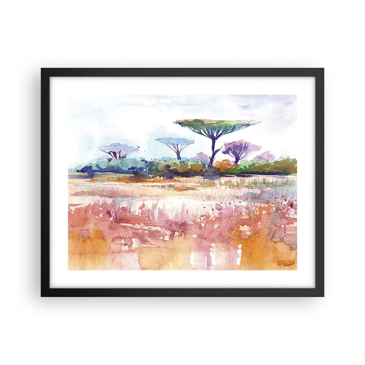 Poster in een zwarte lijst - Savanne kleuren - 50x40 cm