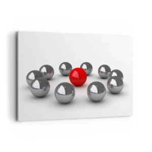 Schilderen op canvas - Een cirkel in zilver en rood - 120x80 cm