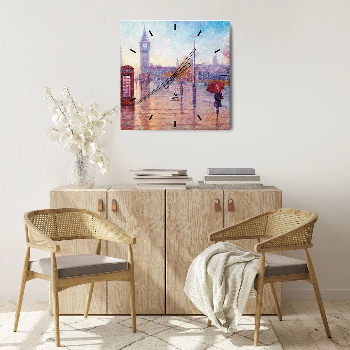 Wandklok - Klok - Herfstdag in Londen - 40x40 cm