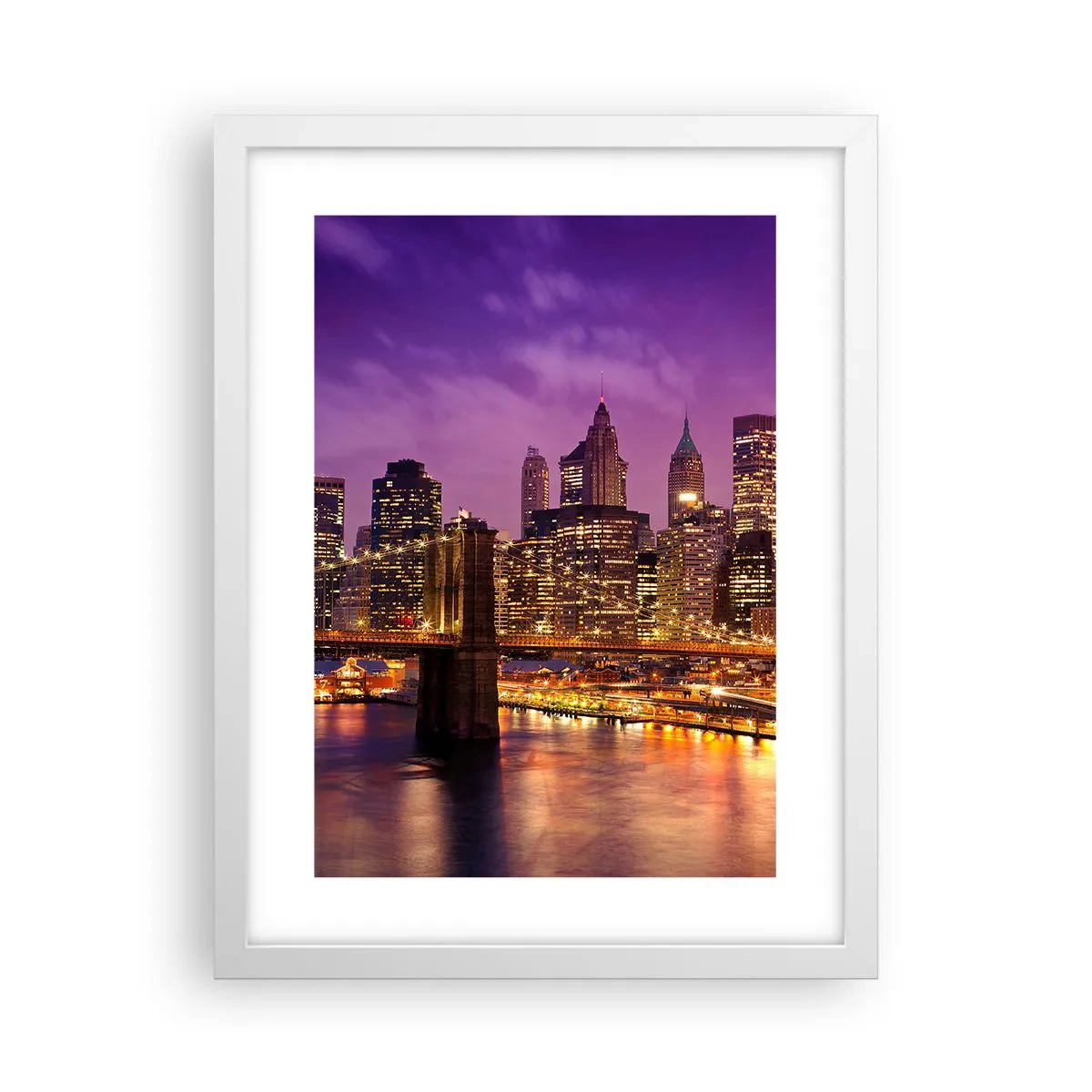 Poster in een witte lijst - Violet-goud Manhattan - 30x40 cm