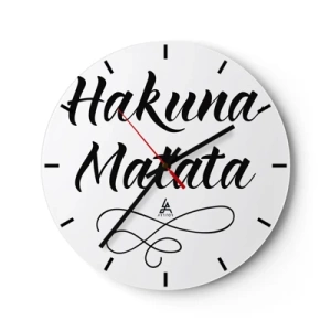 Wandklok - Klok - Zwarte Hakuna Matata-letters op een witte achtergrond - 30x30cm - Beste advies - Moderne wanddecoratie voor woonkamer, keuken en slaapkamer ARTTOR