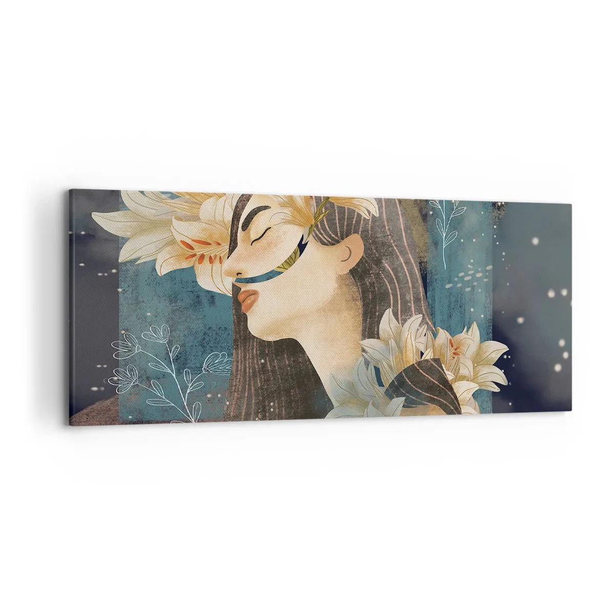Schilderen op canvas - Een sprookje over een prinses met lelies - 120x50 cm