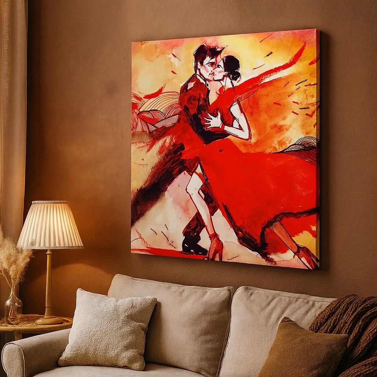 Schilderen op canvas - Het paarse ritme van passie - 30x30 cm