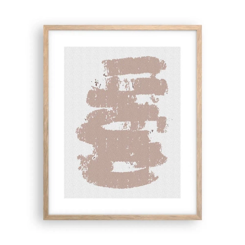 Een poster in een licht eiken lijst - Abstractie in zachtroze - 40x50 cm