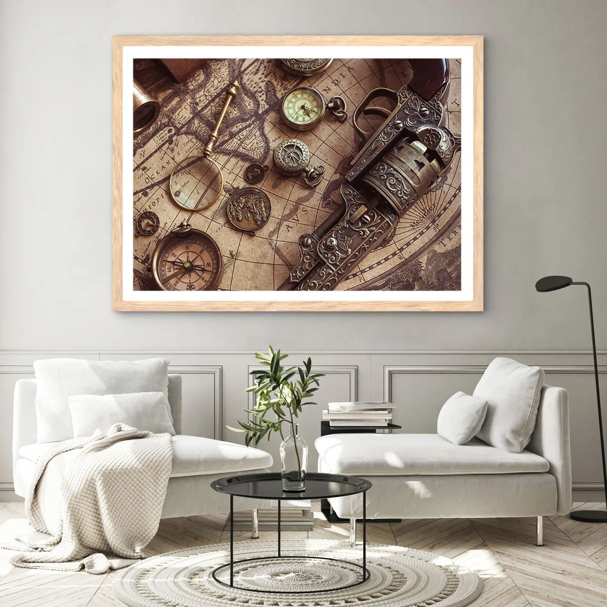 Een poster in een licht eiken lijst - Avontuur roept - 40x30 cm