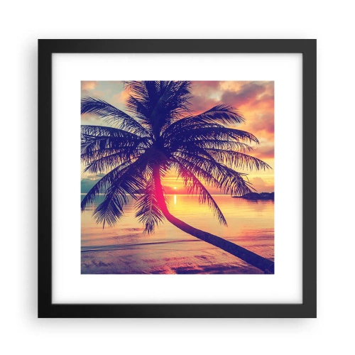 Poster in een zwarte lijst - Avond onder de palmbomen - 30x30 cm