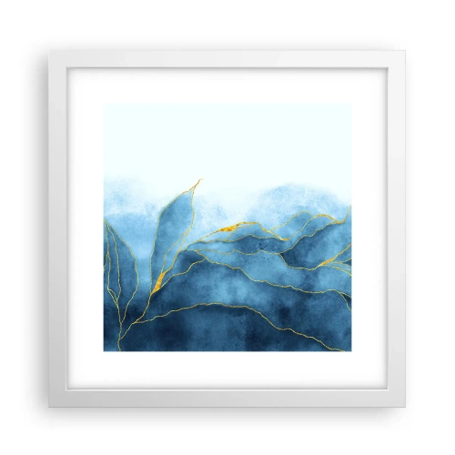 Poster in een witte lijst - Blauw in goud - 30x30 cm